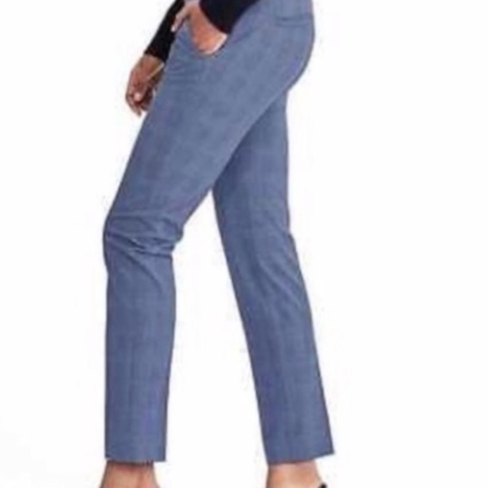 Women's Plaid Dress Pants Blue Checks Office Siren Career Wear Slacks Pockets